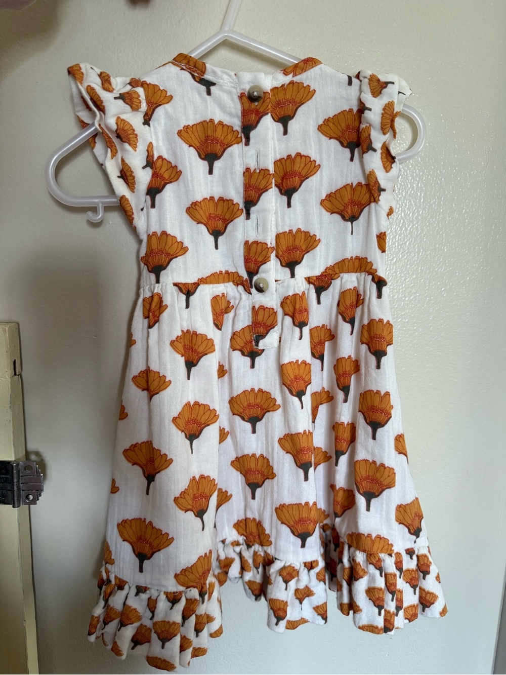 Kate Quinn White Dress with Orange Marigolds 12-18
